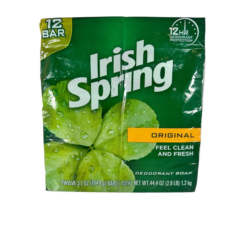 Irish Spring Original Deodorant Soap 12 Bars 3.7oz Each No Linseed Old Formula